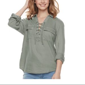 Bluish lace up juniors shirt!